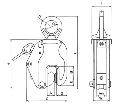 イーグルクランプET型　寸法図